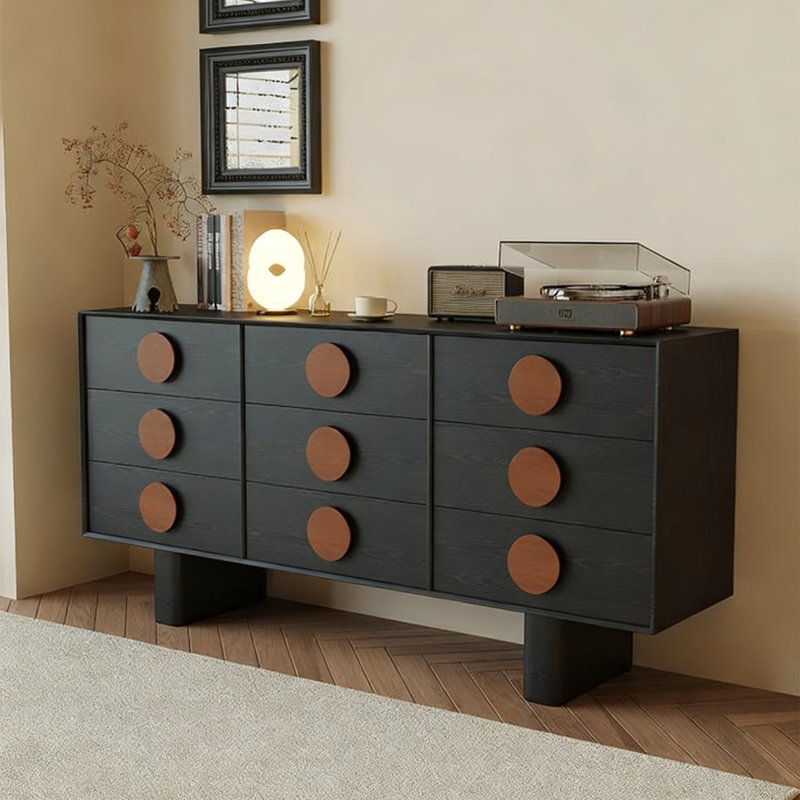 Armoire d'appoint en bois manufacturé noir massif