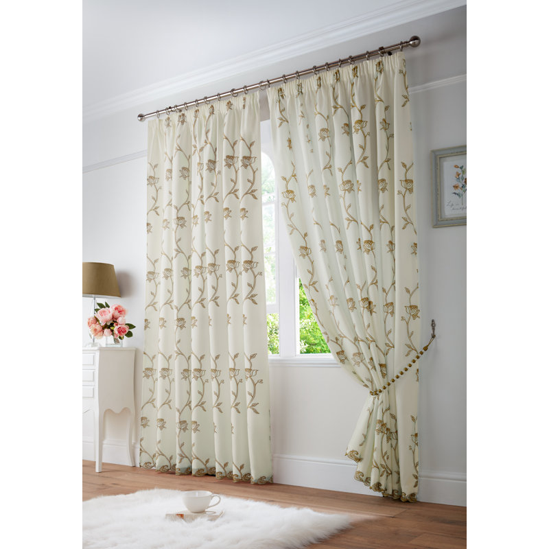 Cathryn Semi Sheer Curtain Pair, Latte, 140 W x 183 D cm