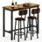 Faux Marble Pub Height Table Set For 2, 3-Piece Rectangular Bar Table And Chairs Set, Space-Saving Counter Height Bistro Table Set With 2 PU Upholstered Stools, Backrest & Footrest For Kitchen, Bistro, Pub, Bar-1230775901
