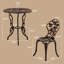 Outdoor 3-Piece Cast Aluminum Rose Bistro Set-1624651606