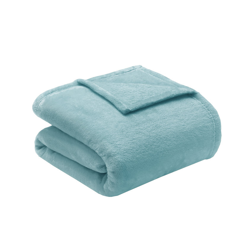 King Aqua Plush Reversible Machine Washable Blanket