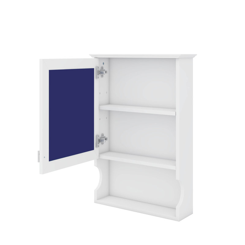 Armoire à pharmacie murale de 20 po avec miroir, armoire de rangement murale avec tablettes réglables et aire ouverte, Blanc