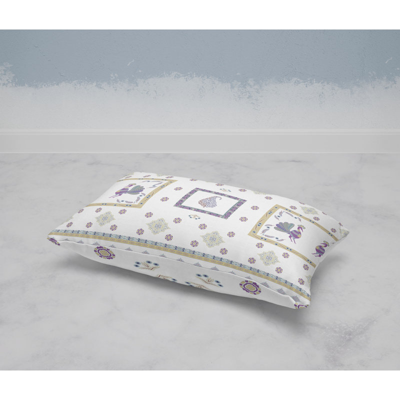 Wildflower Peacock  Rectangular Throw Pillow, Blue/Purple