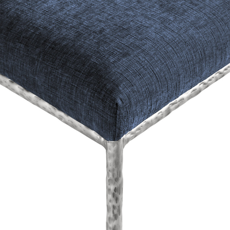 Chaise d'appoint en chenille Reeves, Tissu chenille bleu marine, Argent brossé