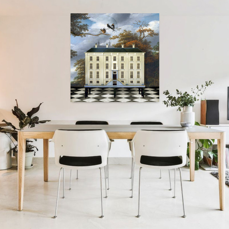 «The Dollhouse», art mural abstrait contemporain, H 36 po x l 36 po