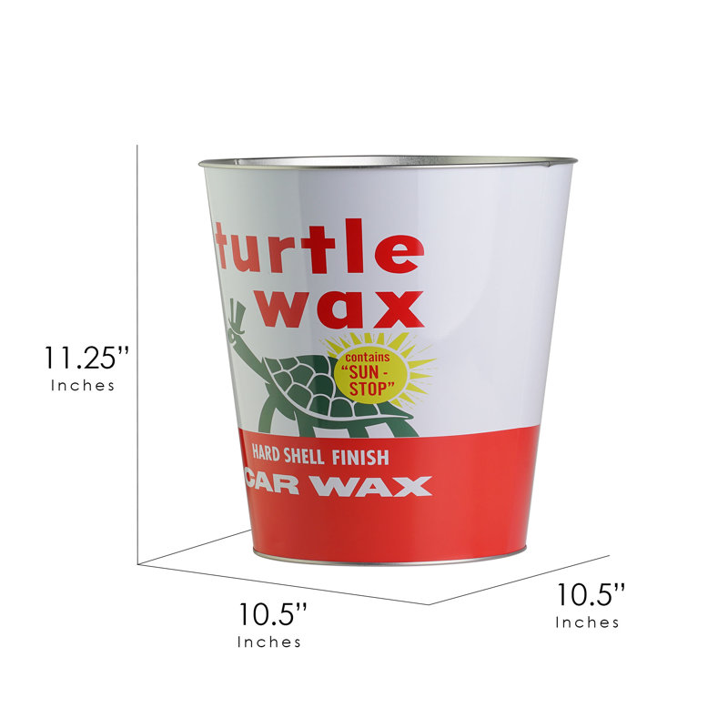 White and Red Metal Turtle Wax Office Trash Bin