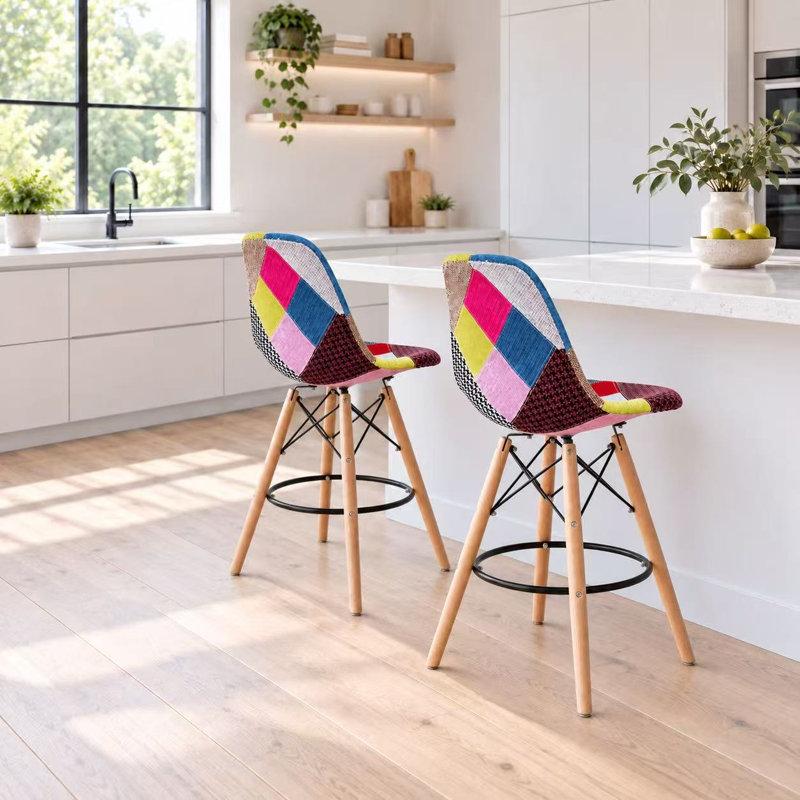 Tabouret de bar rembourré Mid-Century