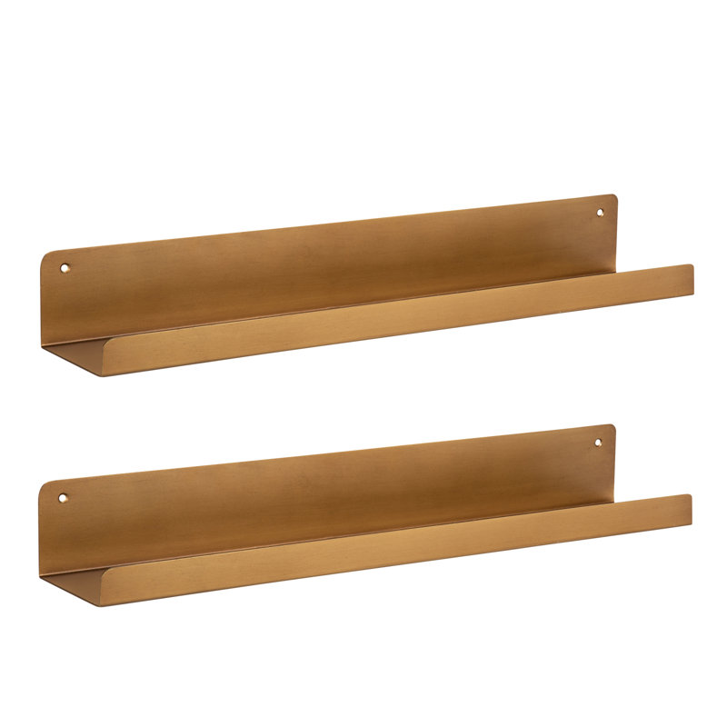 Tablette flottante en métal Tara, Doré, H 3,25 po x l 23,75 po x P 4,5 po