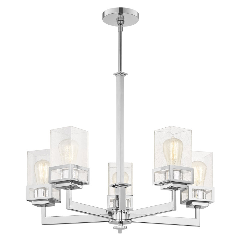 Nailwell 5 - Light Steel Dimmable Classic / Traditional Chandelier, Polished Chrome, 29'' H x 25" W x 25" D