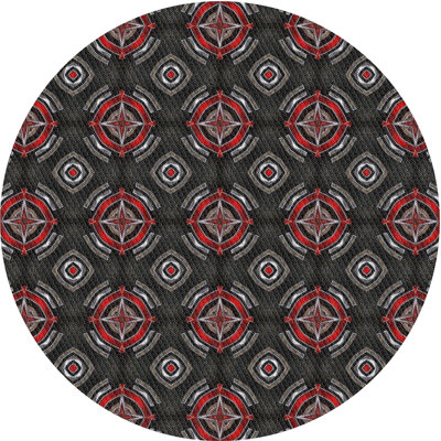 Tapis rouge/noir tissé à la machine