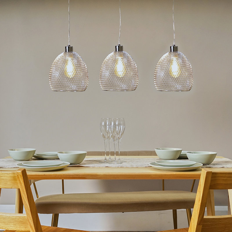 Blunt 3 - Light Kitchen Island Pendant, Brushed Chrome