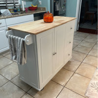 Aadrith 44'' Width Black Kitchen Island Lark Manor Base Finish: White