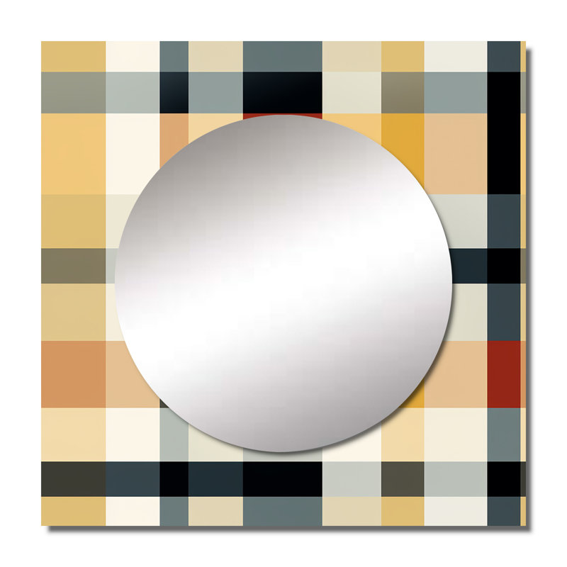Noir et crème à carreaux sophistiqués - Art mural rétro carré en miroir pour salle de bain, 23 po x 23 po