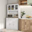 Armoire de cuisine avec 5 portes, 2 tiroirs, tablettes réglables, support à micro-ondes, blanc pour le garage, salle de rangement H 72,57 po, maison