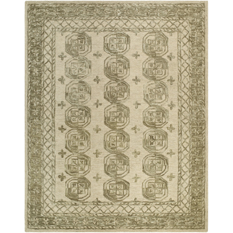 Tapis Ziegler fait à la main, Vert, Rectangle 10' x 14'