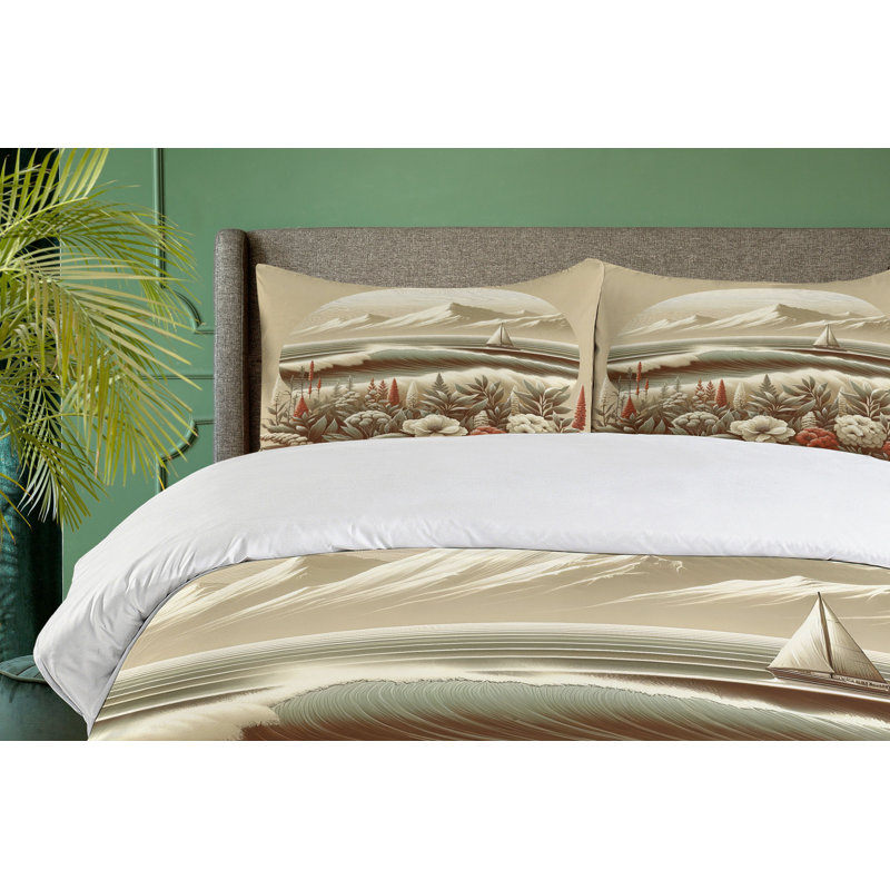 King Nautical Grey Yellow Dark Salmon Duvet Cover Set