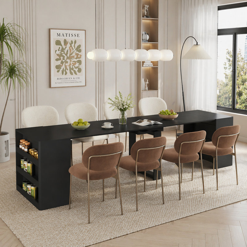 Table de salle à manger extensible pliable, Black