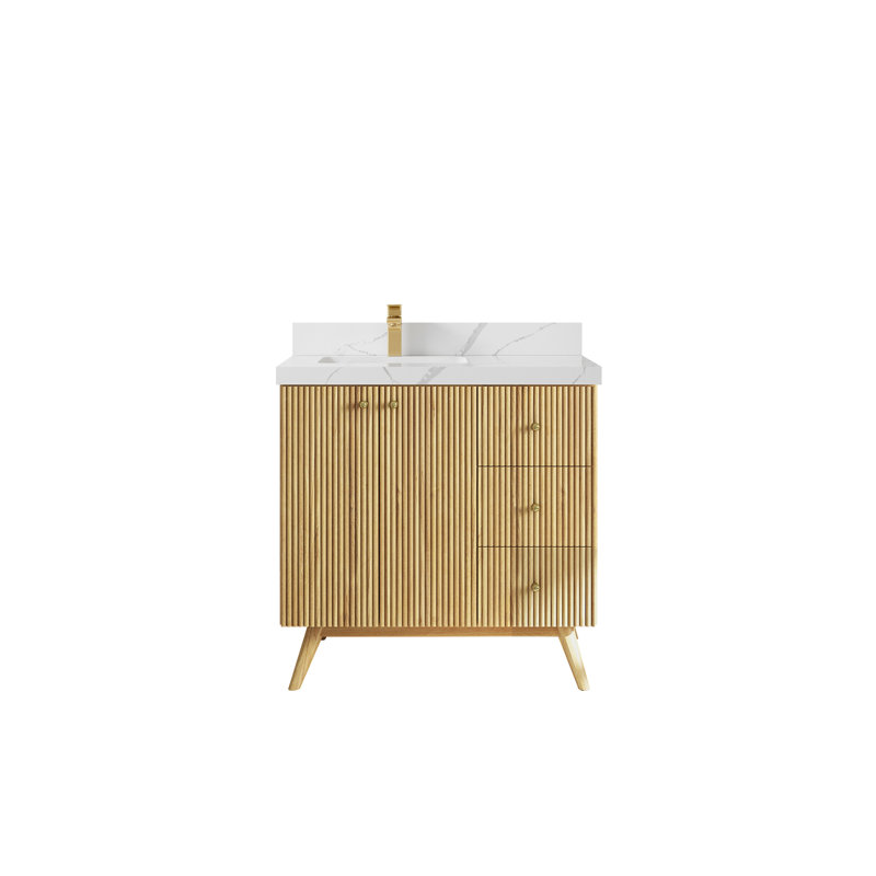 Meuble-lavabo simple I 36 po x P 22 po x H 36 po Izzat, Calacatta Laza