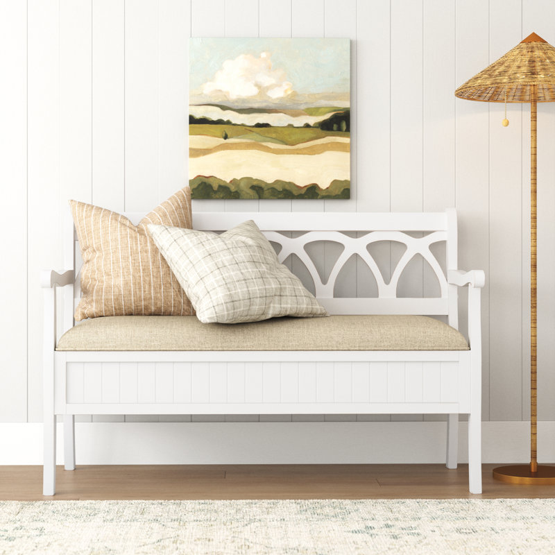Filton Polyester Upholstered Storage Bench, Off White