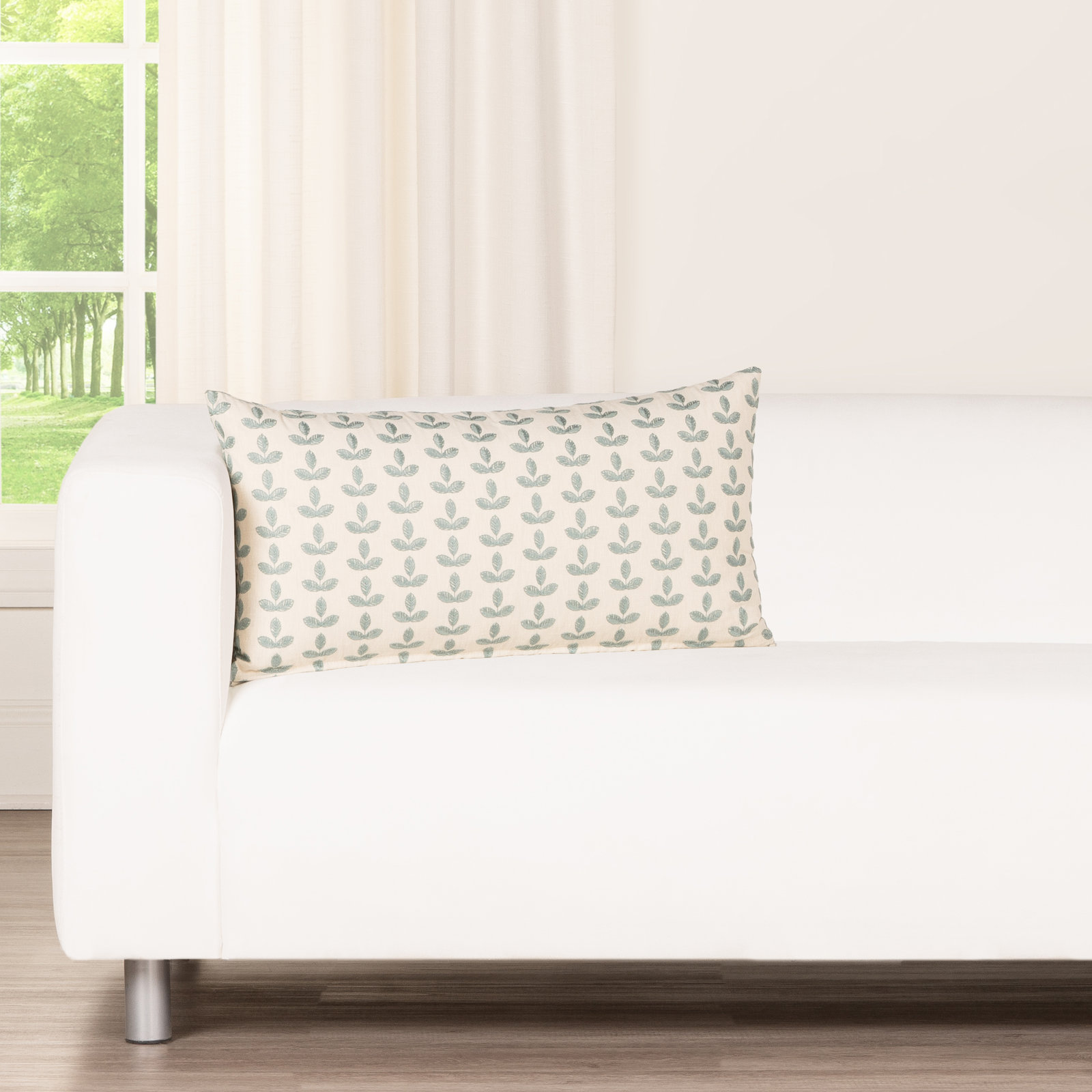26" x 14" Throw Pillow, Sky Blue Floral, Polyester