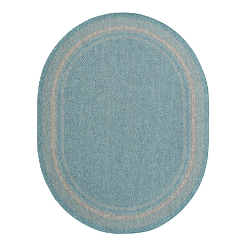 Tapis sarcelle intérieur / extérieur Reyyan, Ovale 7 pi 10 po x 10 pi, Teal