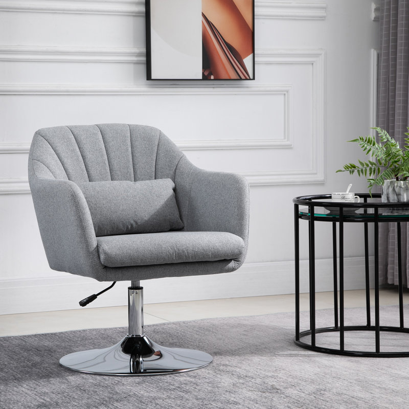 Twyman Upholstered Swivel Armchair, Light Grey