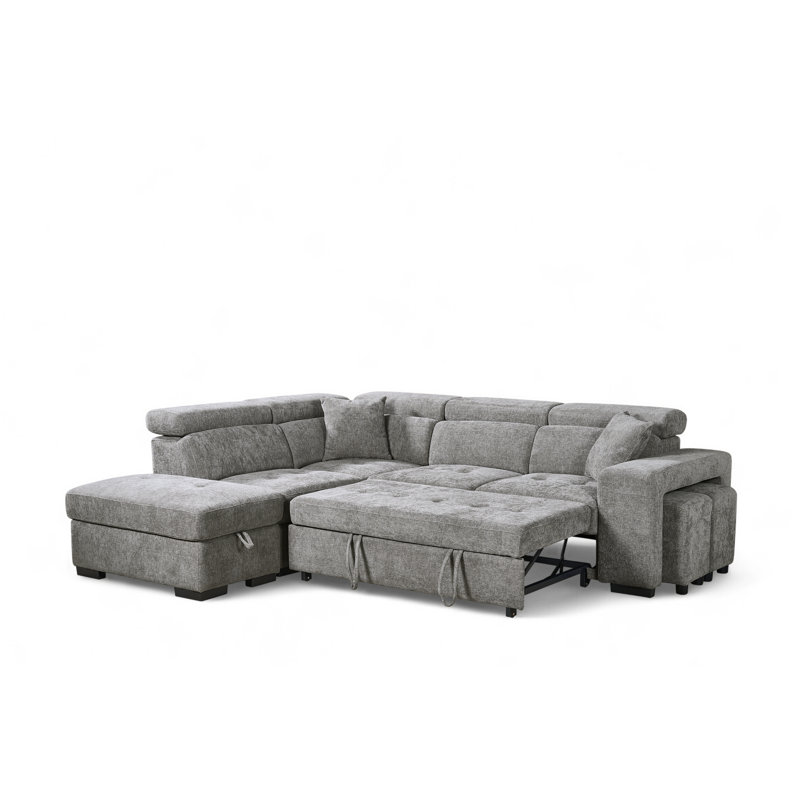 4 Seater Corner Sofa , Left Hand Facing, Grey Chenille
