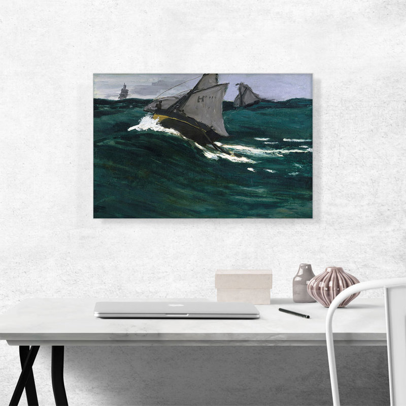 «The Green Wave 1866» par Claude Monet, reproduction d'art sur toile tendue, H 18 po x l 26 po x P 0,75 po