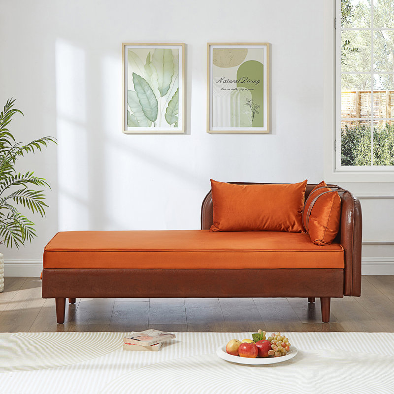 Canapé avec rangement, Orange / Brun foncé