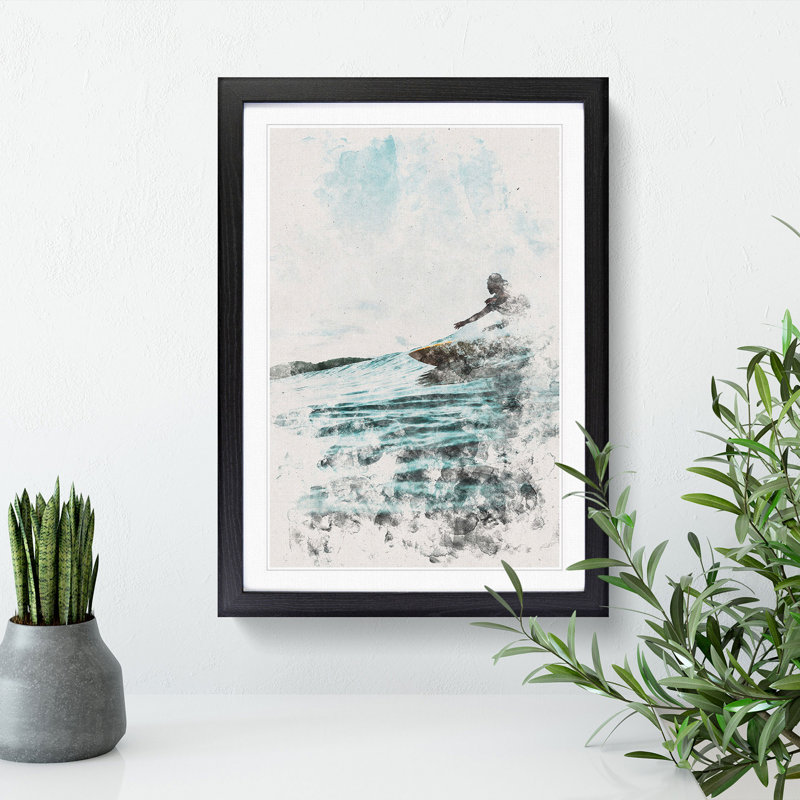 Surfing in Indonesia - Picture Frame Graphic Art, Black Framed, 63cm H x 45cm W x 2cm D