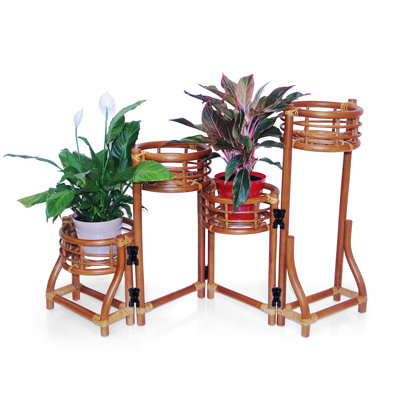 Handmade 4-Tier Folding Rattan & Wicker Boho Indoor Plant Stand
