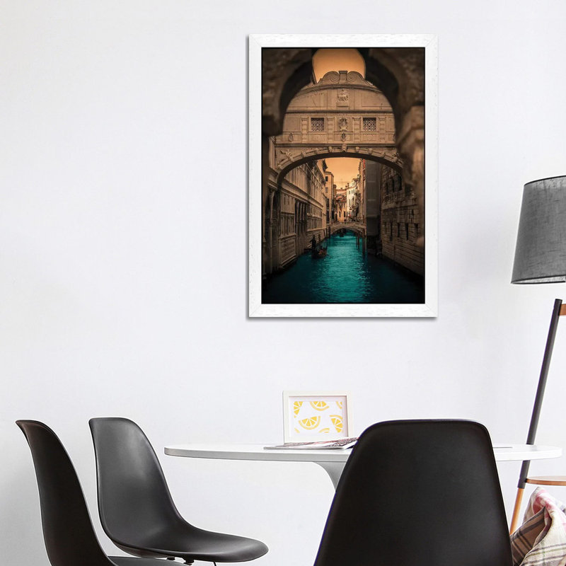 Ponte Dei Sospiri, Venice By Enzo Romano by Enzo Romano - Print on Canvas, 66.04 cm H x 45.72 cm W, White Framed