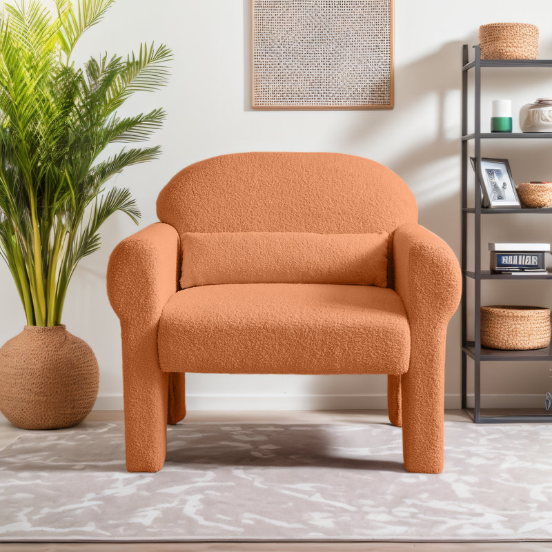 Fauteuil d'appoint à accoudoirs avec coussin lombaire, Orange