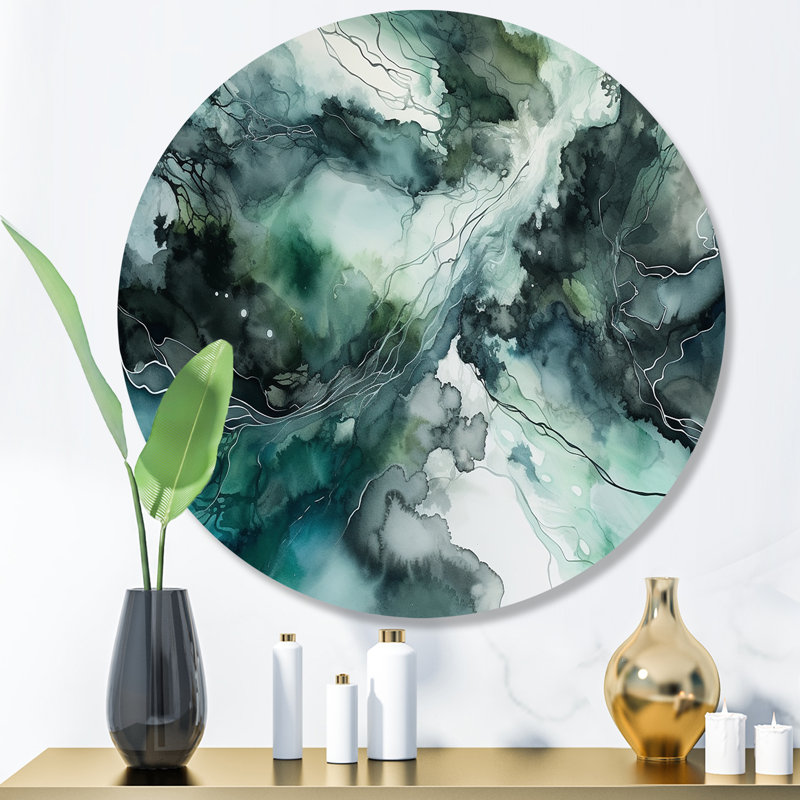 Streator vert bleu marbré Dreamscape III, H 16 po x l 16 po x P 1 po