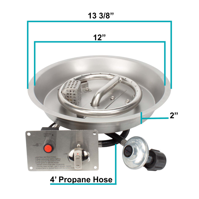 Ensemble de brûleurs ronds certifiés CSA, acier inoxydable, propane, H 2 po x l 12 po x P 12 po