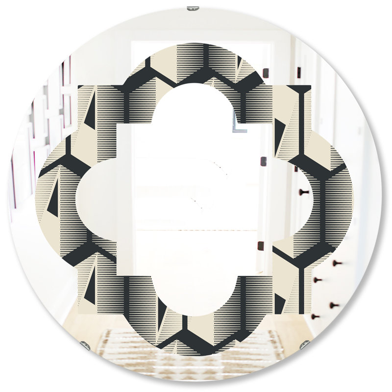 Miroir mural quadrilobe éclectique sans cadre, H 31,5 po x l po
