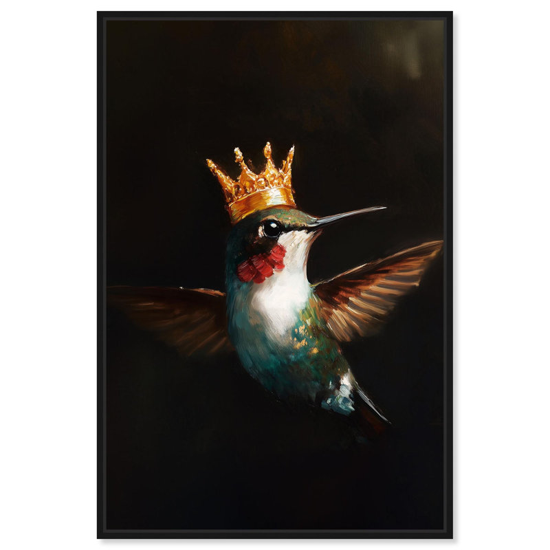 Art mural Royal Bird I par Bird Remedy, H 31 po x l 21 po, Cadre flottant noir