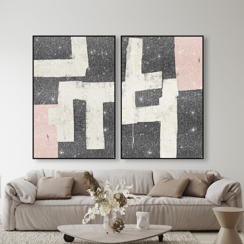 Placed Together Set Set by Oliver Gal, 37"H x 55"W, Black Floater Frame