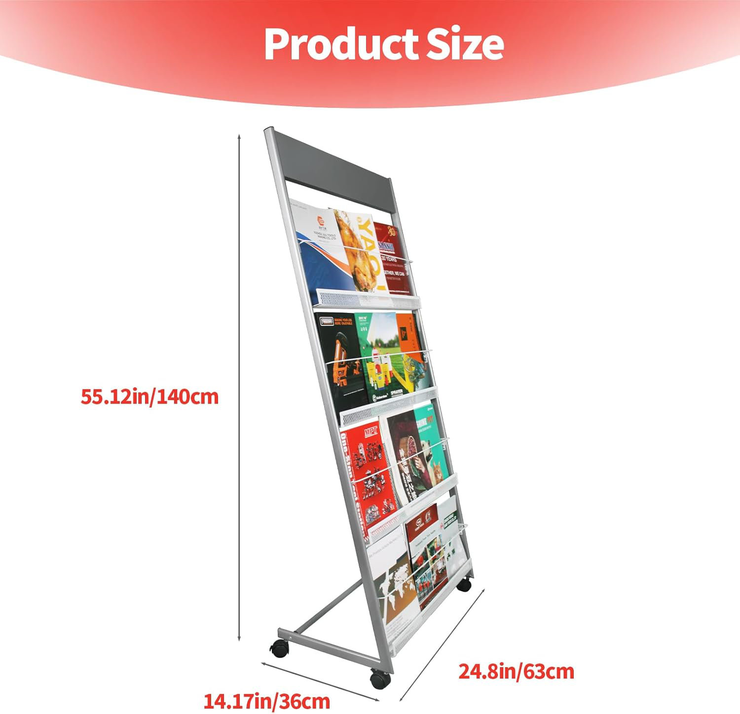 Magazine Rack Layer Rebrilliant Magazine Rack Floor Standing, 4-Layer Brochure Display Rack ...