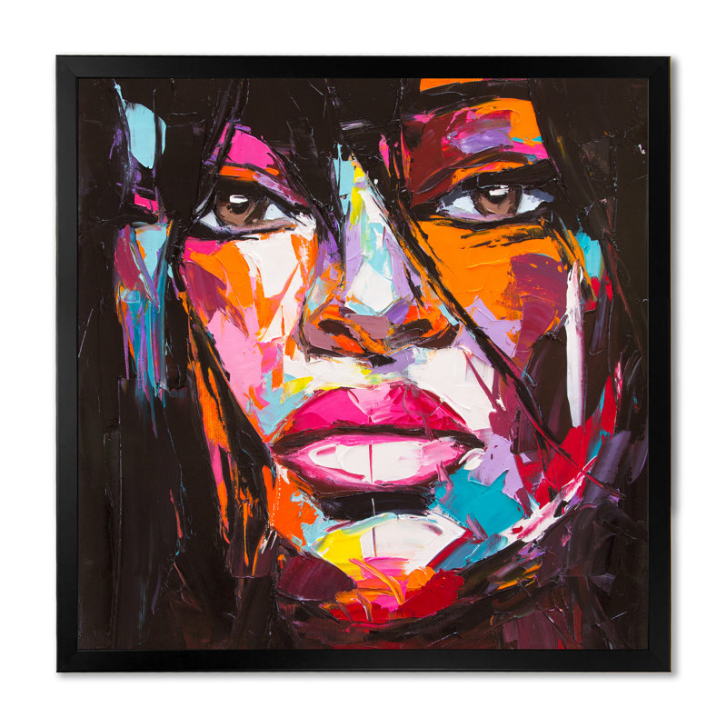 Portrait coloré d'une jeune femme II - on, Cadre photo noir, H 36 po x l 36 po x P 1,5 po