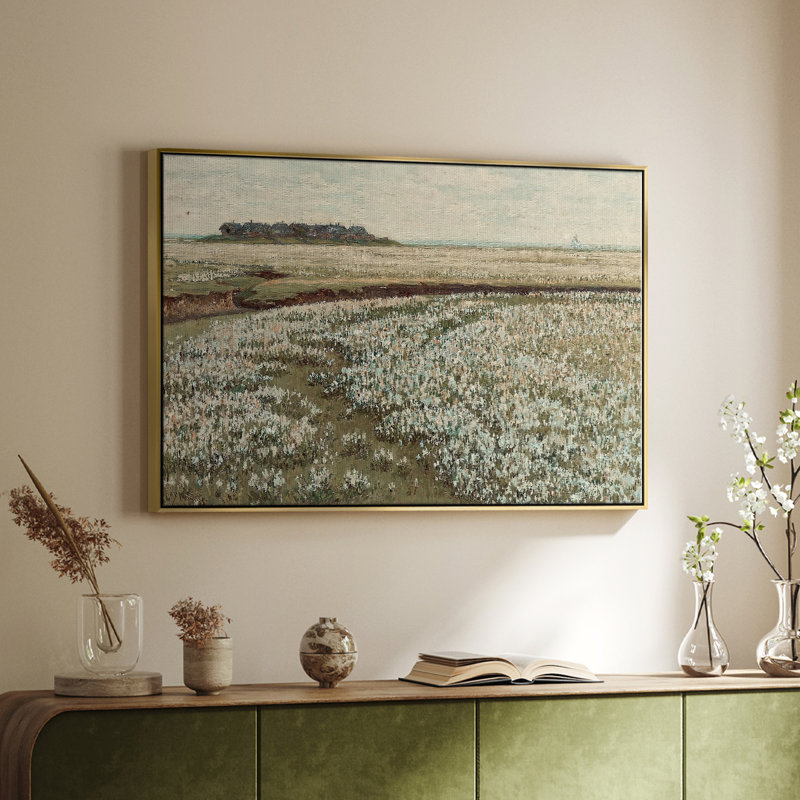 Paysage rétro - Toile tendue avec châssis encadré XLIX, Or, H 25 po x l 37 po