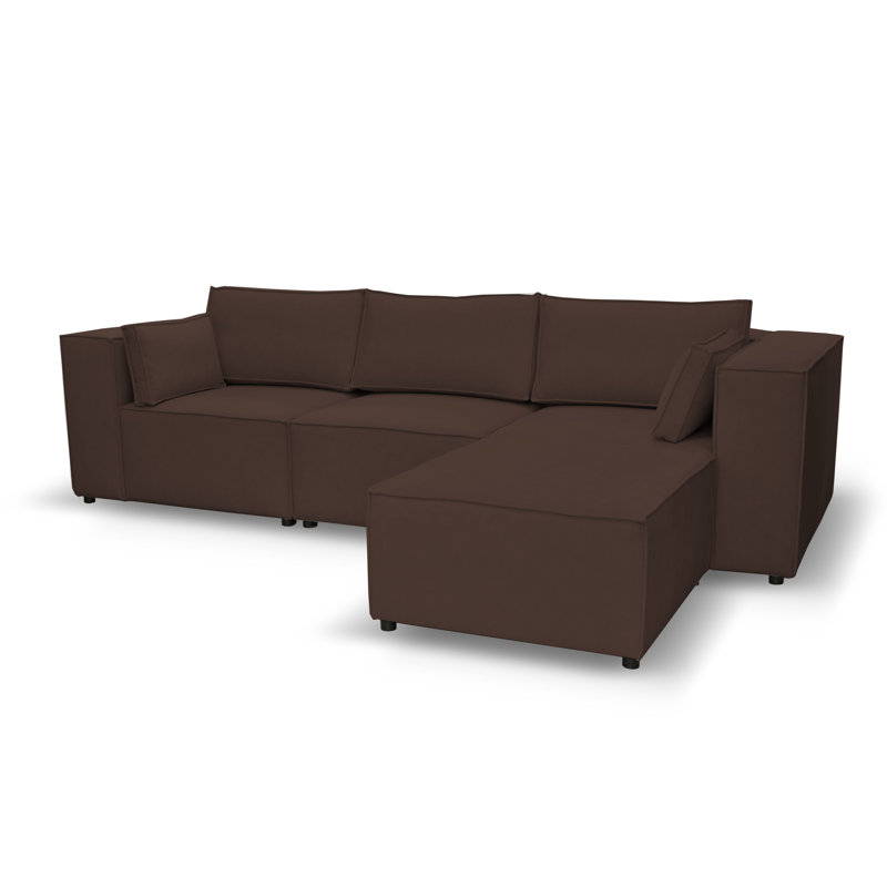 Narvelle 4 Seater Corner Sofa , Right Hand Facing, Brown