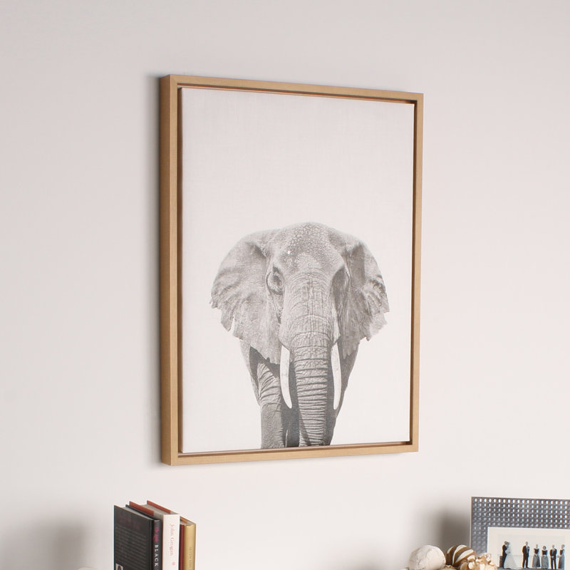 «Elephant Portrait» par Simon Te, reproduction d'art sur toile encadrée, Naturel