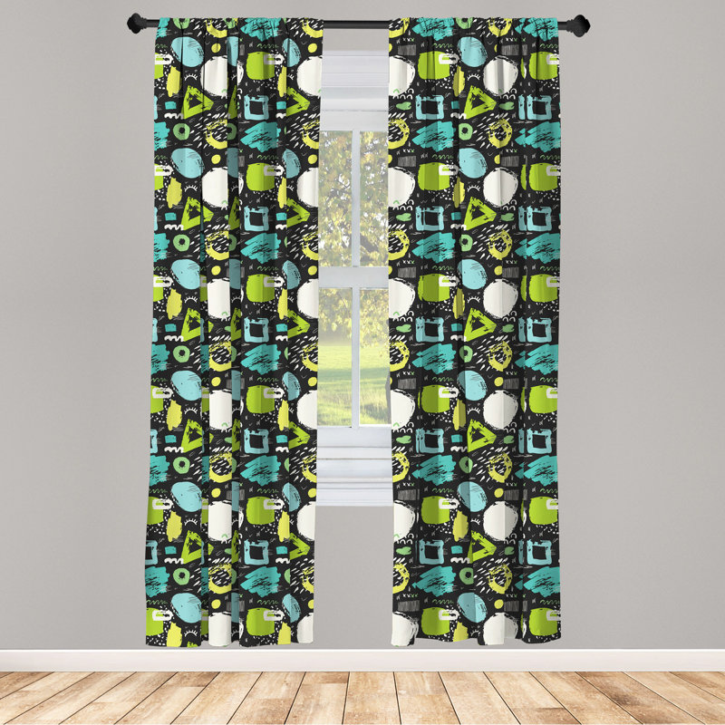 Paire de rideaux semi-transparents avec passe-tringle Grunge, 28 po x 63 po