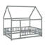 Lit double en bois pleine grandeur avec structure de toit-1177913871