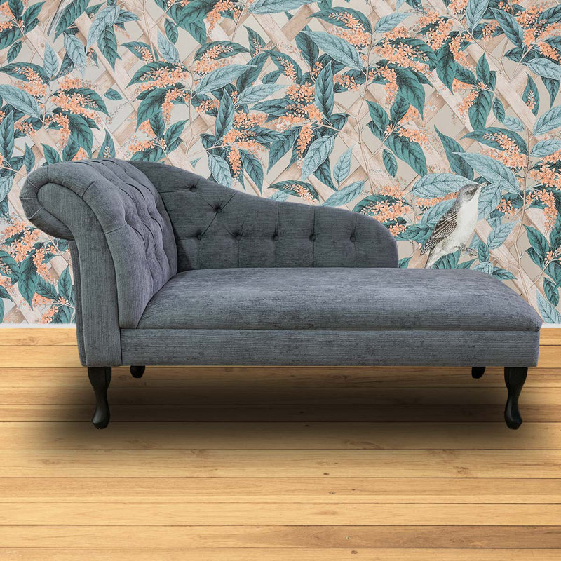 Upholstered Chaise Lounge, Black