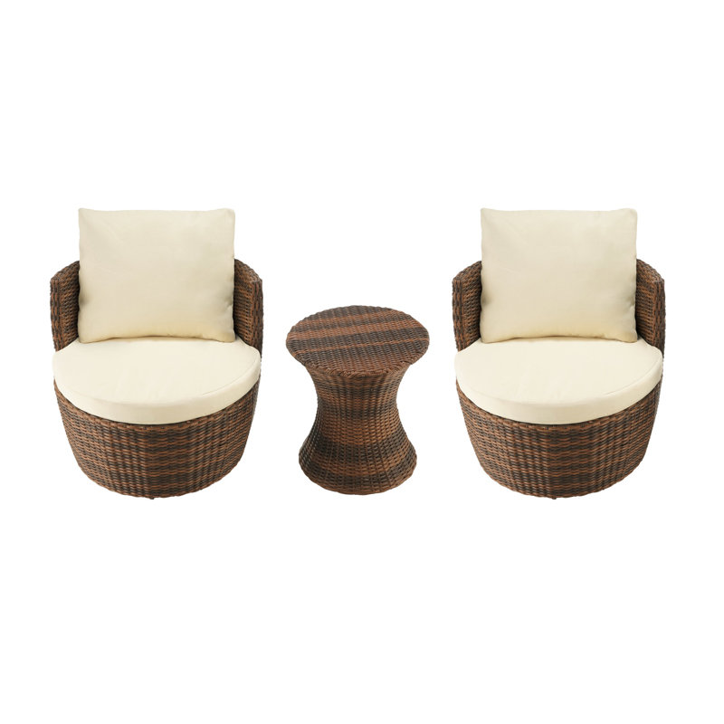 Tidwell 2 - Person Patio Conversation Set, Beige, Brown