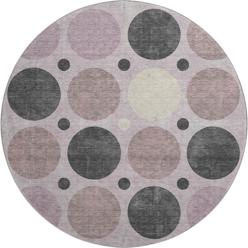Premium Machine Washable Tiana AMF1949 Geometric Rug, Round 8'