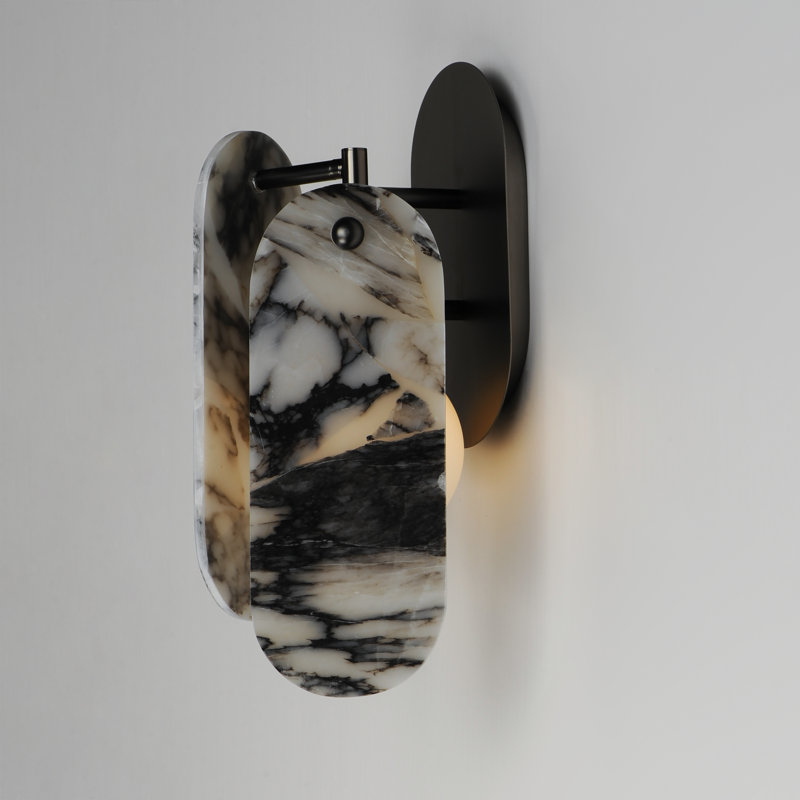 Megalith 1 - Light Armed Sconce, Gunmetal/Striae Arya
