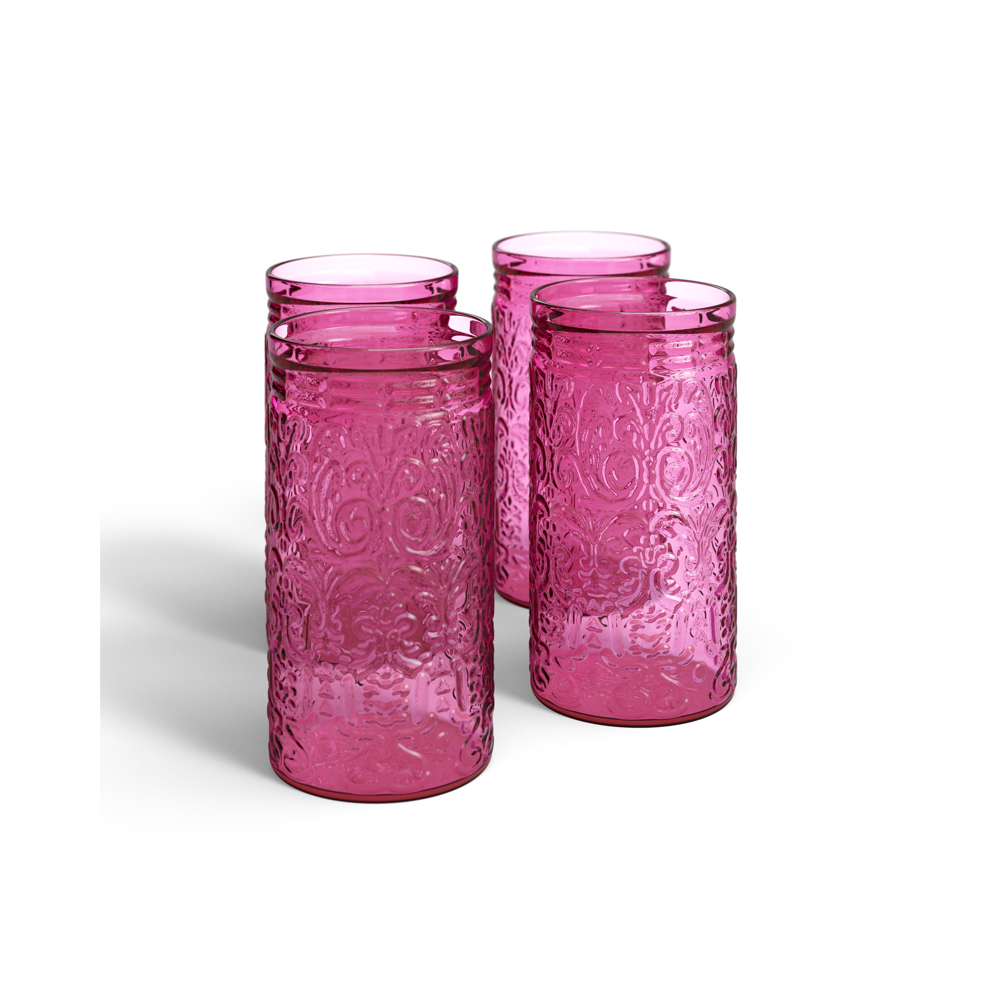 Jax Glass Highball 14 oz, 4, Hot Pink